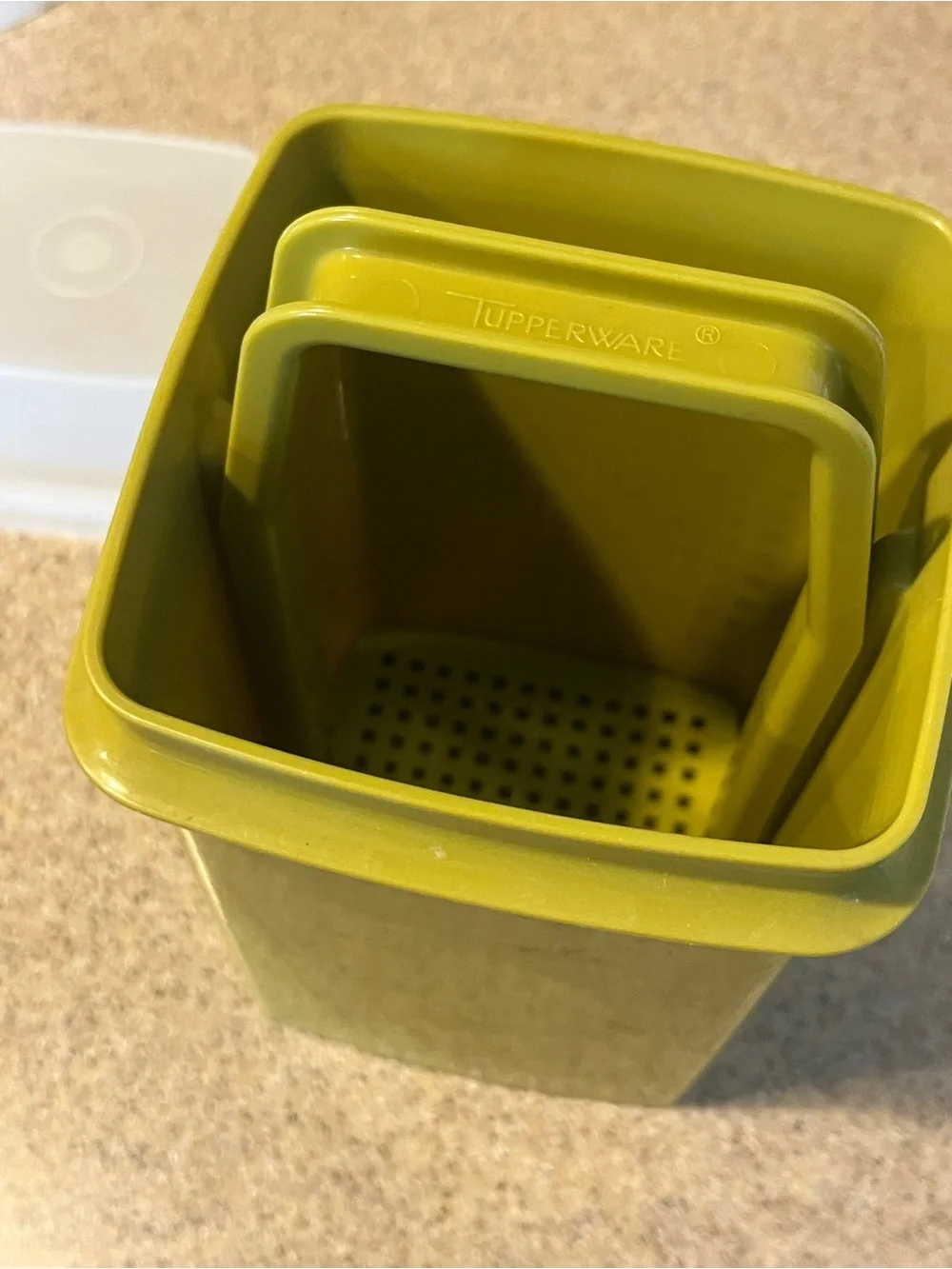 Vintage olive green Tupperware Pick-A-Deli® Container